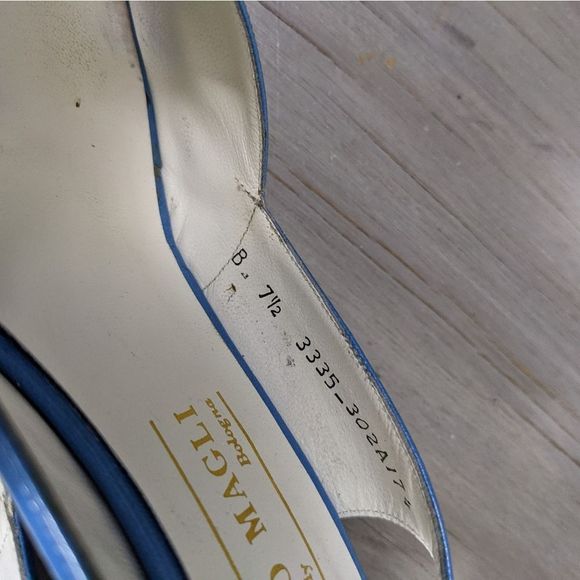 Vintage bruno magli heels blue peeptoes sling - Picture 7 of 10